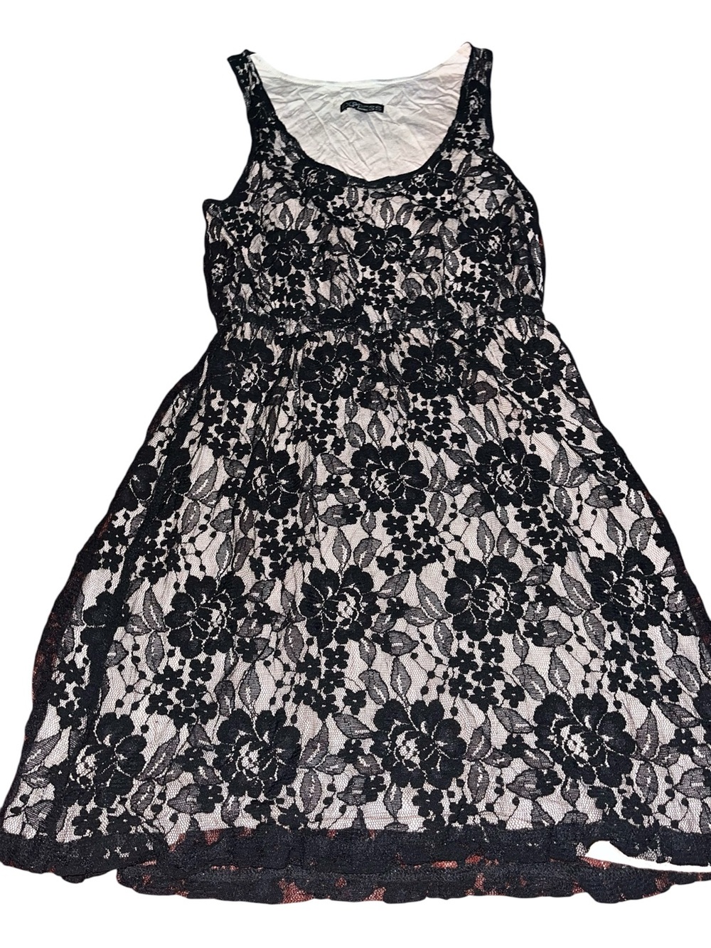 Express Black Lace Overlay Dress with Cream Underlay Size XS